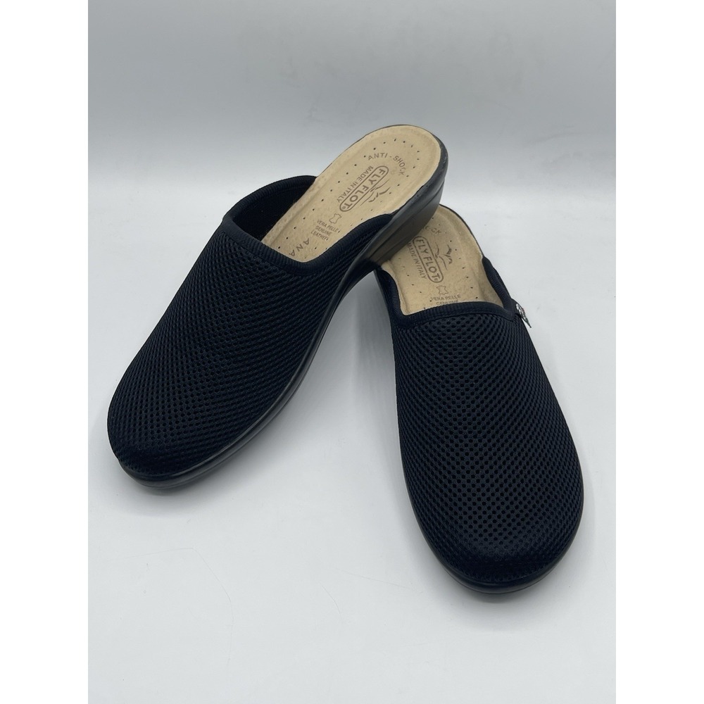 Fly Flot Mules Womens 8.5 39 Black Mesh Clogs Casual Comfort Anti Shock Shoes 41